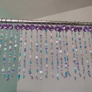 Frozen Themed Bead Valance Curtain 24 Strands With Purple Jewel Hooks